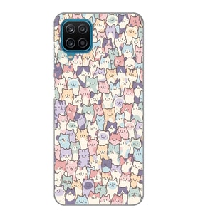 Samsung Galaxy A22/M22/M32 Uyumlu Sevimli Kediler Desenli Şeffaf Telefon Kılıfı