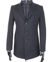 Erkek Slim Fit  Antrasit Çıkmalı Ceket Yaka  İçi Kapitoneli Tek Yırtmaç  Dizüstü Kaşe Kaban 