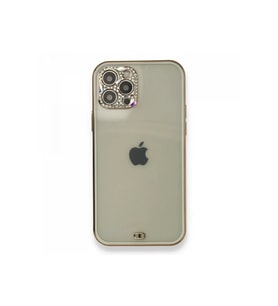Newface Apple iPhone 12 Pro Kılıf Liva Taşlı Silikon - Beyaz