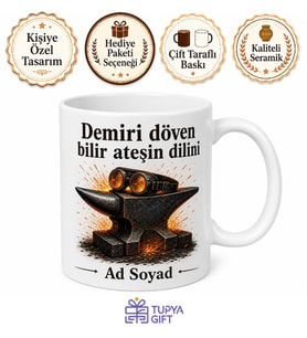 Demirciye Özel Örs Kıvılcım Kaynak Gözlüğü Temalı Kupa Bardak Hediye