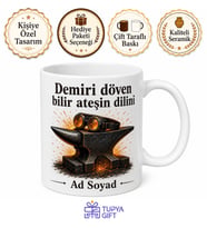 Demirciye Özel Örs Kıvılcım Kaynak Gözlüğü Temalı Kupa Bardak Hediye