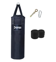 Desfabe Polydes 80x25 Cm Kolonlu Boks Kum Torbası Siyah+Askı Aparatı+El Sargı Bandajı