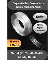 #ÇiftTaraflıBant Şeffaf Çift Taraflı Akrilik Montaj Bandı 18mm x 2 Metre Güçlü Yapışkan İz Bırakmaya