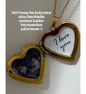Çelik Kalpli Kapaklı Resimli Hiç Çıkarma Kolyesi - Her Genç Kızın Hayalidir Mesela