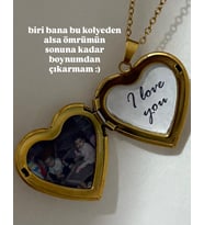Çelik Kalpli Kapaklı Resimli Hiç Çıkarma Kolyesi - Her Genç Kızın Hayalidir Mesela