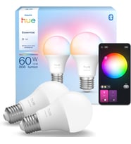 Philips Hue Essential 8W E27 806 Lumen Renkli Akıllı Ampul A60 (2'Li Ekopaket) (Çok Renkli)