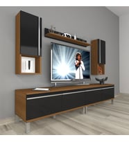 Decoraktiv Eko 5220TA Mdf Krom Ayaklı Tv Ünitesi Tv Sehpası (Siyah - Ceviz)