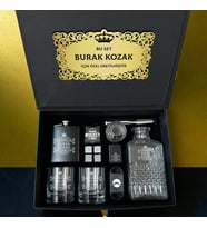 Premium Ahşap Sunumlu Kişiye Özel Viski Şişesi Seti