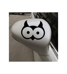 Karikatür Baykuş Kafası Oto Sticker Siyah 20*15 Cm