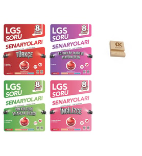 Nartest LGS 8. Sınıf Türkçe İnkılap Din ve İngilizce Çıkmış Sorular 4lü Set + Telefon Standı