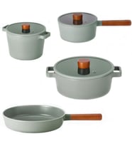 Neoflam Fika Gri Döküm Alüminyum 7 Parça Tencere Seti, 22-24 Cm Tencere, 18 Cm Sütlük, 24 Cm Tava