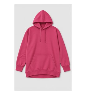 Kadın Kapüşonlu Cepli Fuşya Sweatshirt