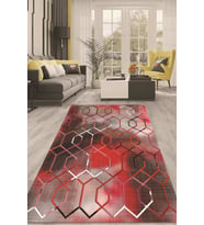 Dijital Kaymaz Taban Yıkanabilir Modern Renkli Salon Halısı Mutfak Halısı Yolluk ND-HT-1394 (Kırmızı)