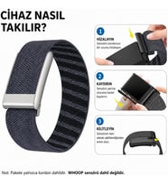 WHOOP 5 ile Uyumlu Hasır Dokuma Kumaş Kordon, Esnek ve Nefes Alabilir Naylon Bileklik, Ayarlanabilir Hafif Spor Kordonu – Sensör/Cihaz Dahil Değildir Koyu Dark Blue