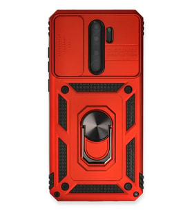 Newface Xiaomi Redmi Note 8 Pro Kılıf Pars Lens Yüzüklü Silikon - Kırmızı