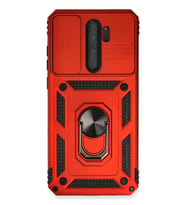 Newface Xiaomi Redmi Note 8 Pro Kılıf Pars Lens Yüzüklü Silikon - Kırmızı