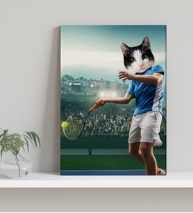Evcil Dostlara Özel Tenis Oyuncusu Tasarımlı Portre Kanvas Tablo-2