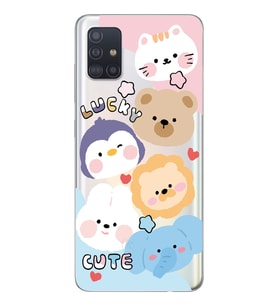 Samsung Galaxy A51 Uyumlu Cute Animals Tasarımlı Şeffaf Telefon Kılıfı