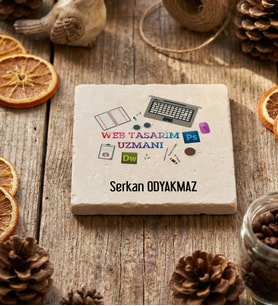 Kişiye Özel Web Tasarımı Uzmanı Bardak Altlığı  Hediyesi (Krem)