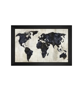 Harita Temalı Kanvas Tablo 50 x 70 cm Siyah Çerçeve