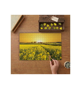 Sarı Çiçek Tarlası Tasarımı 240 parça Ahşap Puzzle Ahşap Kutuda MP09950