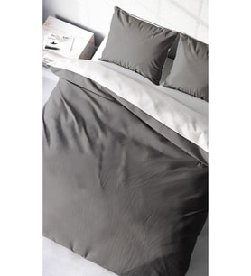 Lastikli ÇarşaflıÇift Kişilik Nevresim Takımı Deluxe Çift Taraflı Pamuk Ranforce Gri/Beyaz
