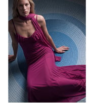 LCW Vision Mor Kalp Yaka Fular Detaylı İp Askılı Elbise