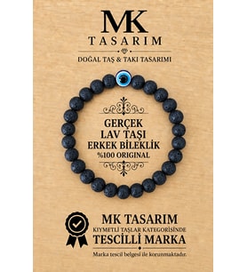 GERÇEK LAV TAŞI ERKEK BİLEKLİK MK.8000.014- RAHATLIK-DİNGİNLİK-ENERJİ- STRES BİLEKLİĞİ-RENKLERİ BOYA DEĞİLDİR -KENDİ RENGİDİR