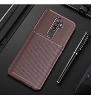 Oppo A5 2020 Kılıf Esnek Soft Karbon Tasarım Legion Serisi (Kahverengi)