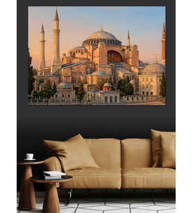 Ayasofya Camii Ve Gün Batımı Dekoratif Kanvas - Mdf Ahşap Tablo