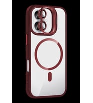 Pilelistore   Apple iPhone 16 Remim Lensli Magsafe Standlı Kapak - Bordo