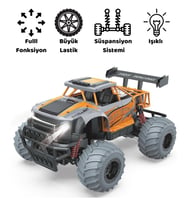 Uzaktan Kumandalı Sarjlı Süspansiyon Sistemli Büyük Arazi Aracı Full Fonksiyon Off Road Araba 26 cm (Turuncu)