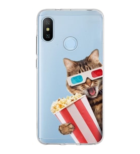 PrintiFy Xiaomi Mi A2 ile Uyumlu 1mm Slim Fit Kedi 1 050b Baskılı Şeffaf  Kılıf