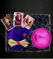 Kişiye Özel 3 Fotoğraflı MOR Saksı ve İsimli Pembe Kahve Fincanı
