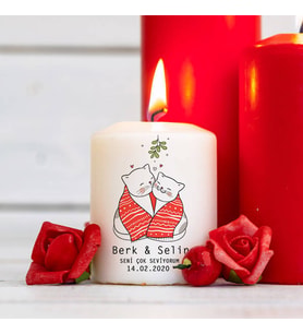 Kişiye Özel Romantik Aşıklar Mesajlı Mum