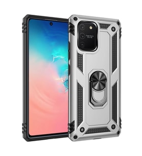 Pilelistore   Samsung Galaxy A91 / S10 Lite Kılıf Sofya Yüzüklü Silikon Kapak - Gümüş