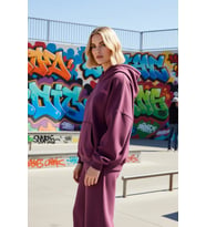 Kadın Kapüşonlu Düşük Kol Örme Sweatshirt Fonksiyonel Dayanıklı Kaliteli Konforlu Estetik Şık