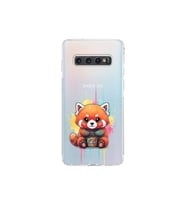Samsung Galaxy S10 ile Uyumlu Splash Tilki Tasarımlı Şeffaf Silikon Kılıf