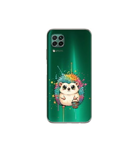 Huawei P40 Lite ile Uyumlu Splash Kirpi Tasarımlı Şeffaf Silikon Kılıf