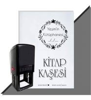 Kişiye Özel Çerçeveli Benim Kütüphanem 2 Tarihli Otomatik Kitap Kaşesi (Siyah)