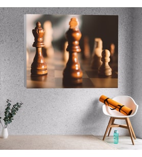 Yakın Çekim Satranç Temalı Dekoratif Kanvas Tablo 