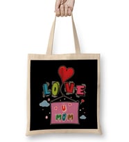 Love You Mom Anneler Günü Bez Çanta Uzun Saplı