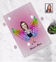 Kişiye Özel Melek Anne Karikatürlü A3 130 Parça Puzzle Model-1