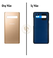 Samsung S10 Gold Arka Kapak Arka Cam Batarya Kapağı Lazer Kesim Kapak Pil Kapağı Back Cover