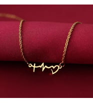 Kişiye Özel 925 Ayar Gümüş Kalp Atışı Kolye (Gold)