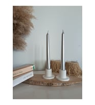 2'li Beyaz Betondan Şamdan Mumluk, Şamdan Mumluk, Beyaz Uzun Mumluk, Minimal Şamdan Mumluk.