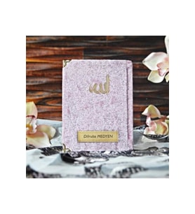 Çanta Boy 128 Sayfa Kadife Kaplı Yasin - Pembe Yasin Kitabı - Pembe Kadife Yasin - Sesli Yasin