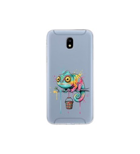 Samsung Galaxy J5 Pro ile Uyumlu Splash Bukalemun Tasarımlı Şeffaf Silikon Kılıf