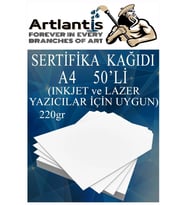 A4 Sertifika Kağıdı Kalın 50 Adet Gramajlı Fotokopi Kağıdı 220 gr Tüm Yazıcılara Uyumlu 21x29.7 cm Kalın Baskı Kağıdı (Beyaz)