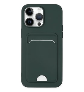 iPhone 14 Pro Kılıf Kelvin Kartvizitli Silikon - Koyu Yeşil